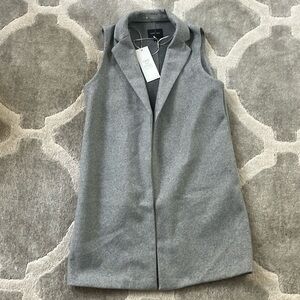 Grey long vest, wool size medium NWT